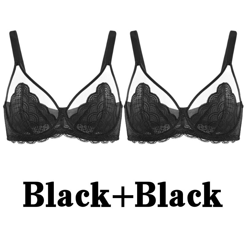 Woobilly®Full Coverage Lace Minimizer Bra - Mermaid Black+Black(2 PACK)