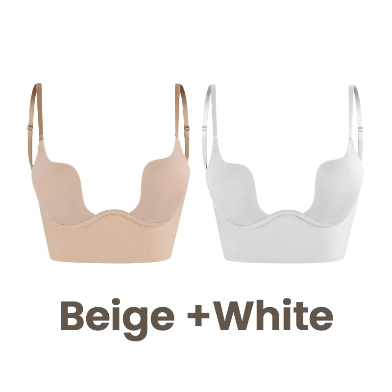 Woobilly®Low Back Secret Plunge Bra - Beige+White (2 Pack)