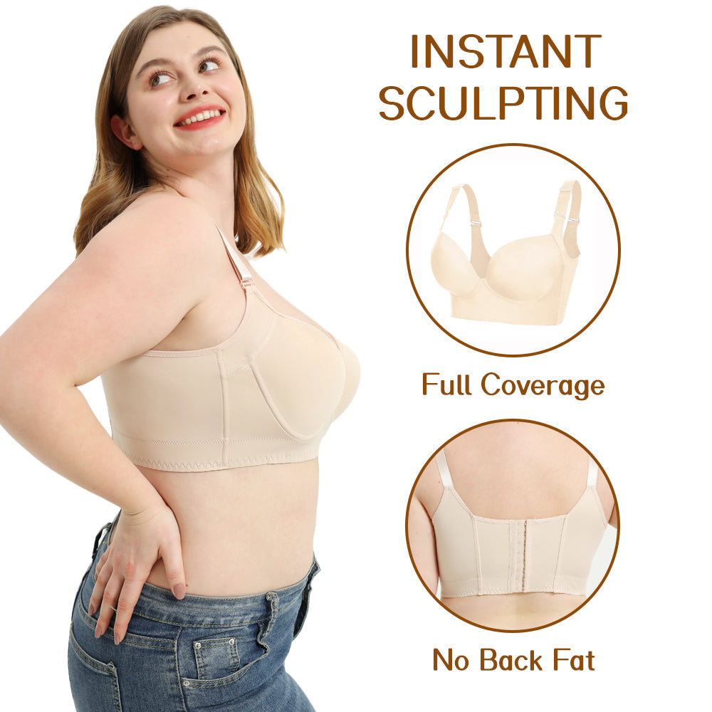 WOOBILLY® Shaping Deep Cup Gathering Lift & Smoothing Bra-Nude
