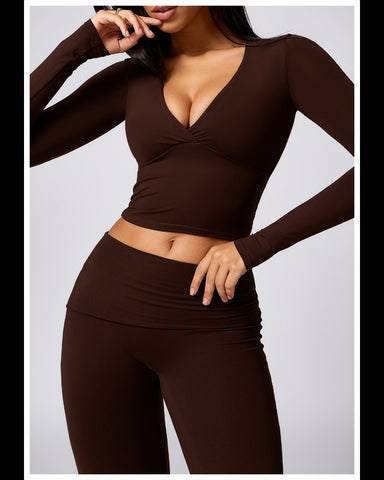 Casual Sports Long Sleeve Top with Chest Pad Sexy Skinny Tight Fit