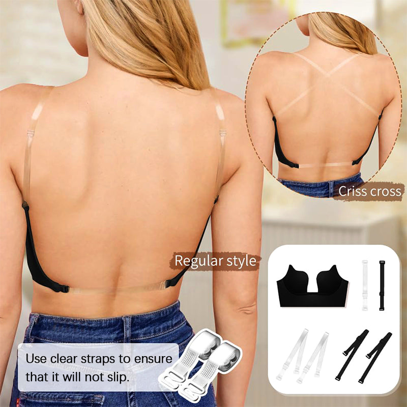 Woobilly®Low Back Secret Plunge Bra - Black+White (2 Pack)