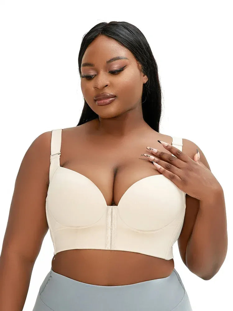 1 x front buckle lift bra, strapless front closure bra, good for  low-waisted, low-cut dresses, low back T-shirts : : Fashion