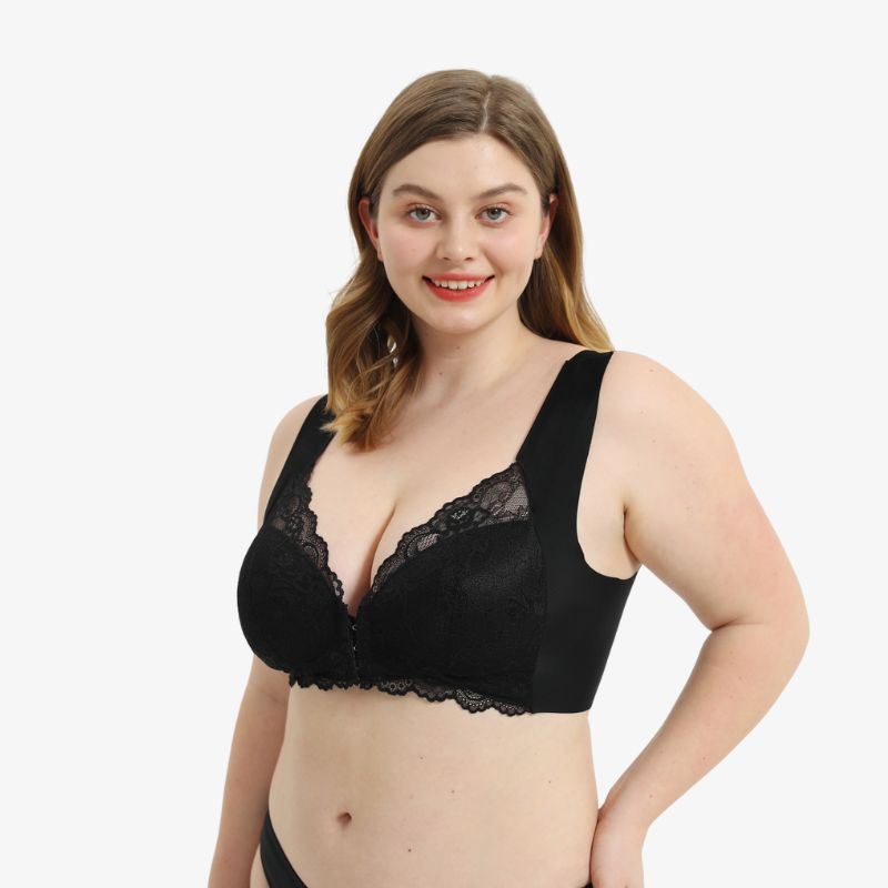 Woobilly® The Comfort Shaping Front Closure Bra-Black+Pink(2 PACK)