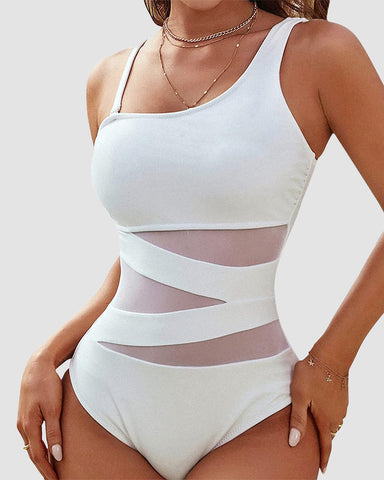 One Shoulder Slimming One Piece Swimsuit