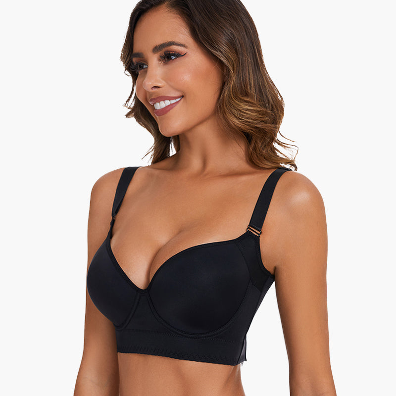 Push-Up Back Smoothing Bra 2 Pcs Black+Brown