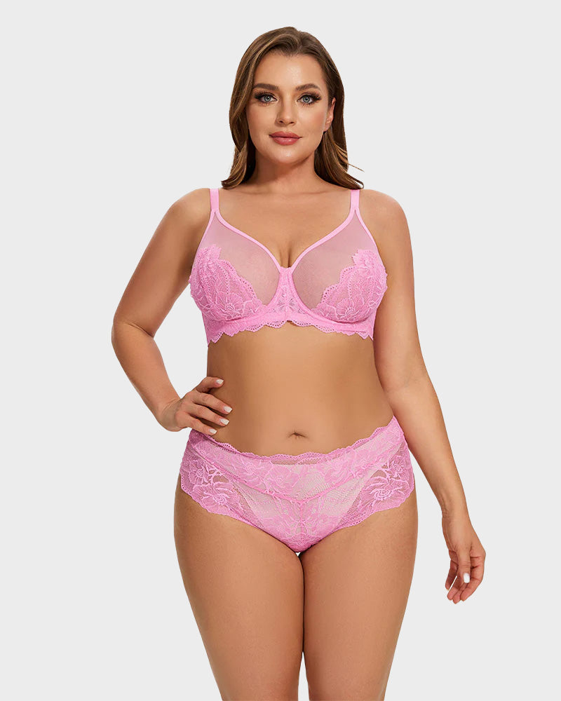 Woobilly® Full Coverage Lace Pink Minimizer Bra