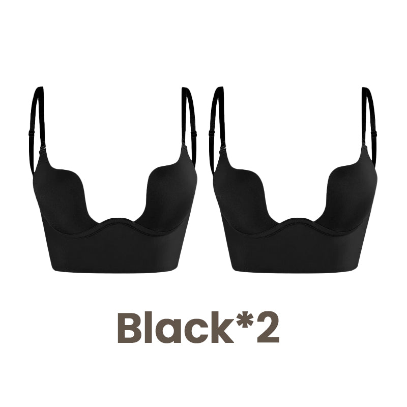 Woobilly®Low Back Secret Plunge Bra - Black+White (2 Pack)