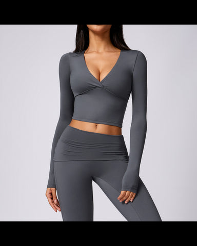 Casual Sports Long Sleeve Top with Chest Pad Sexy Skinny Tight Fit