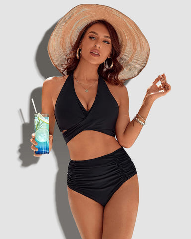 Tummy Control Bathing Suits Modest High Waisted Bikini Sets