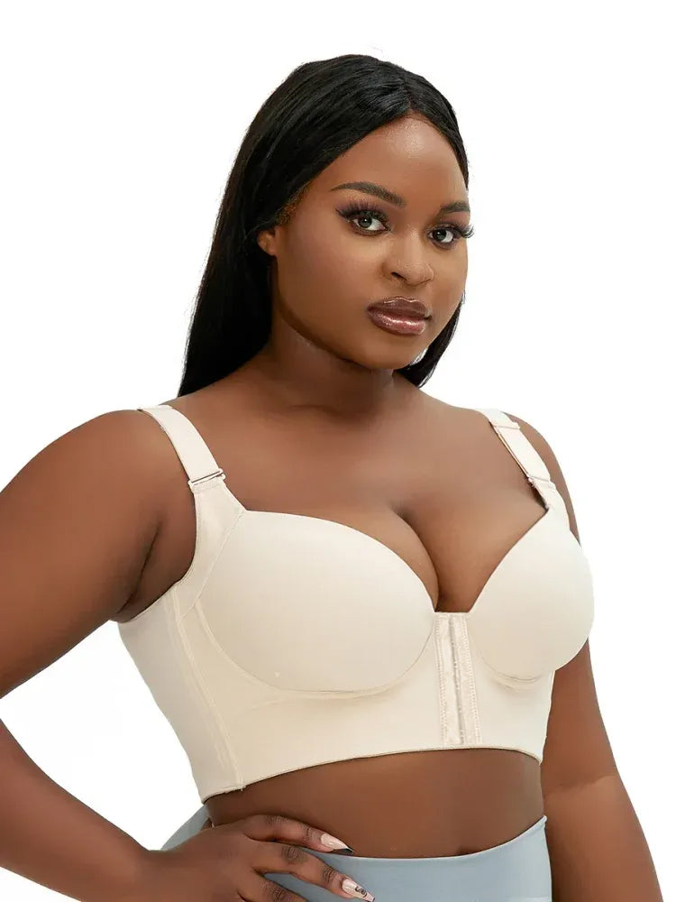 BRA FOR YOU®-FRONT CLOSURE BACK SMOOTHING SUPPORT BRA-NUDE