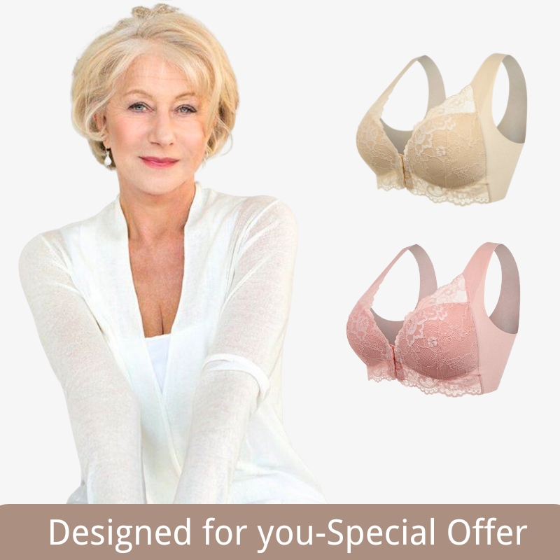 Woobilly® The Comfort Shaping Front Closure Bra-Beige+Pink(2 PACK)