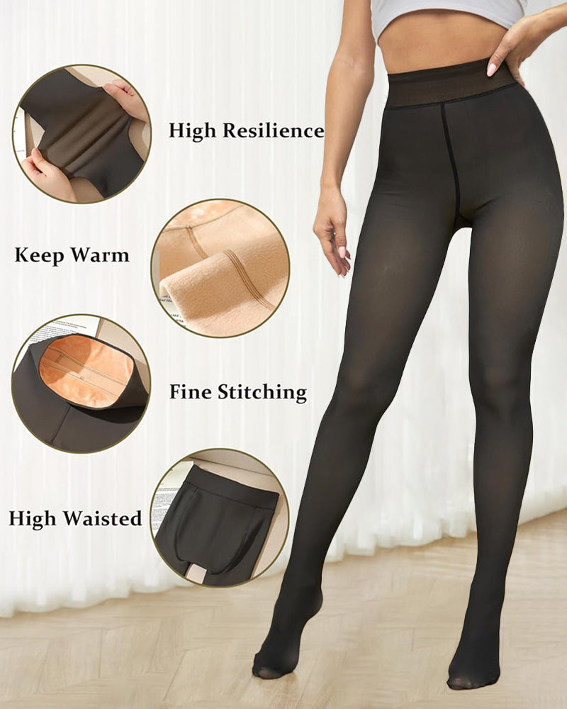 Translucent Fleece Lined Tights For Women