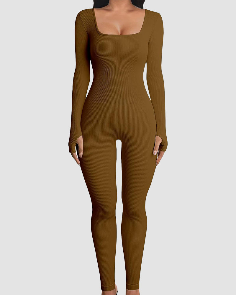 Seamless Long Sleeve Full Body Shaper Jumpsuit