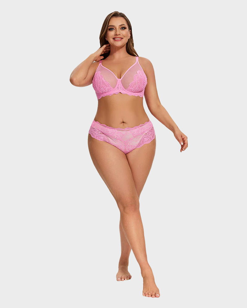 Woobilly® Full Coverage Lace Pink Minimizer Bra