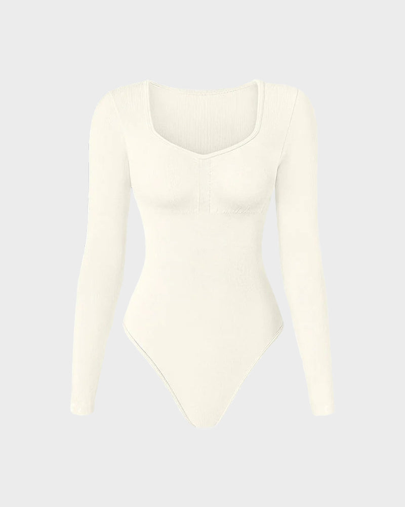 Seamless Long Sleeve V-Neck Sculpting Bodysuit