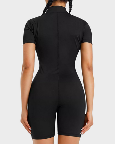 Women's Minimalist Zipper Mock Neck Shapewear  Sweat Suit