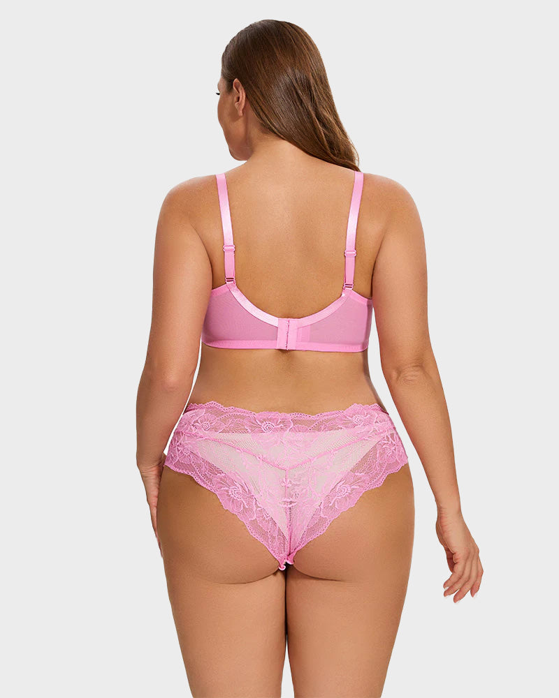 Woobilly® Full Coverage Lace Pink Minimizer Bra