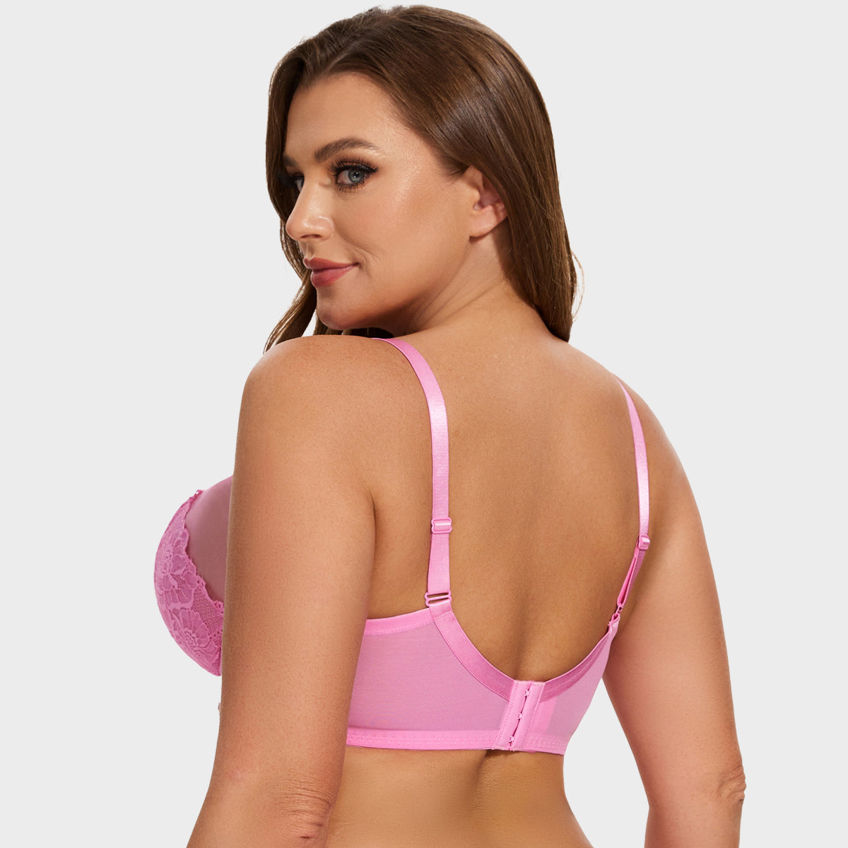 Woobilly® Full Coverage Lace Minimizer Bra - Mermaid Pink+Pink (2 PACK)