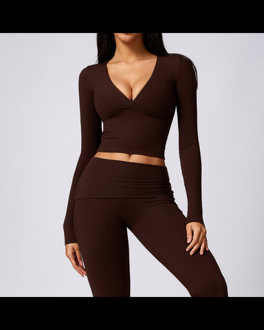 Casual Sports Long Sleeve Top with Chest Pad Sexy Skinny Tight Fit