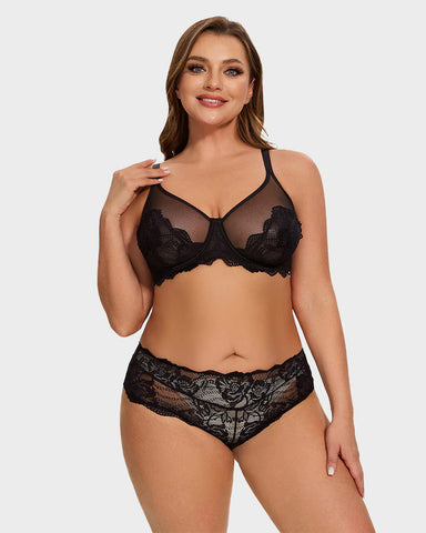 Full Coverage Lace Black Minimizer Bra