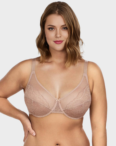 Woobilly® Full Coverage Lace Minimizer Bra - Petal
