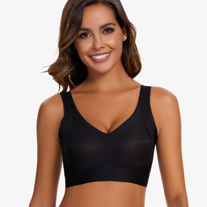 Full Support Non-Slip Convertible Bandeau Bra-Black - Woobilly
