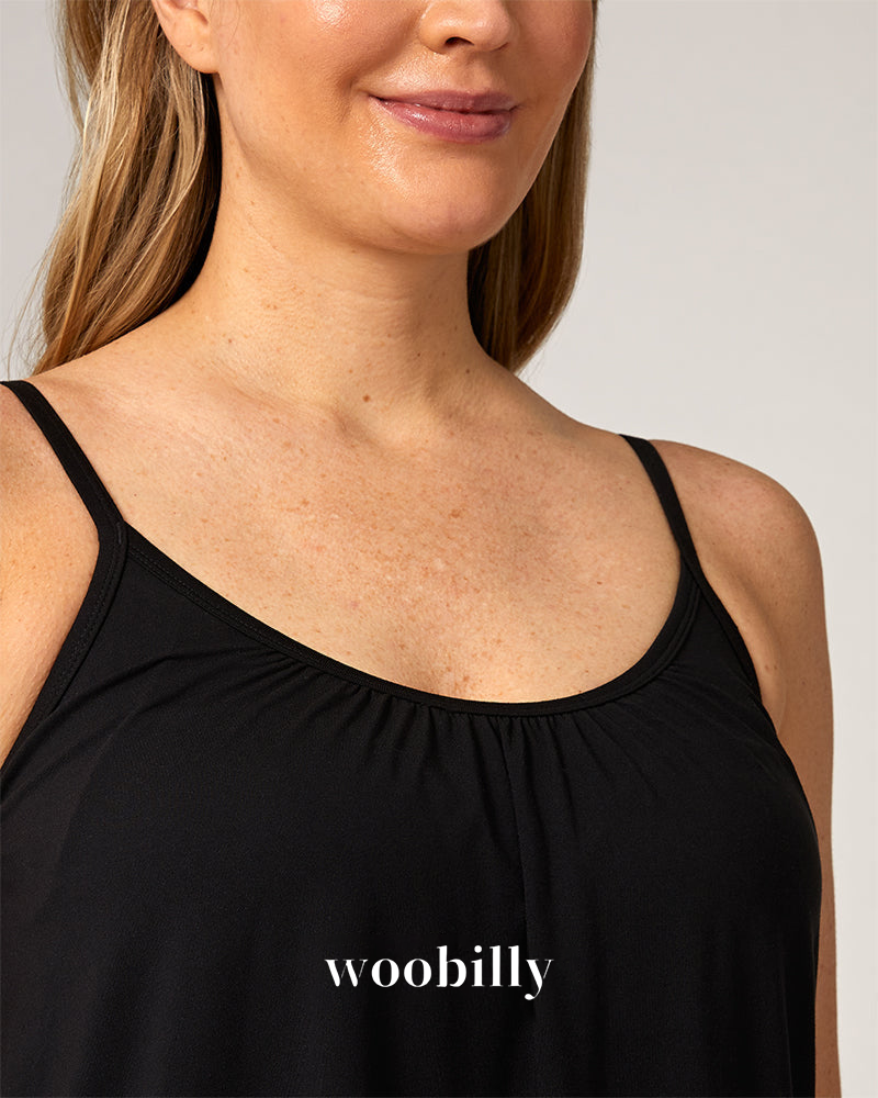 Womens Loose Camisole Top with Built in Padded Bra Flowy