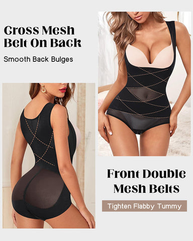 Open Bust Cross Compression Body Shaper
