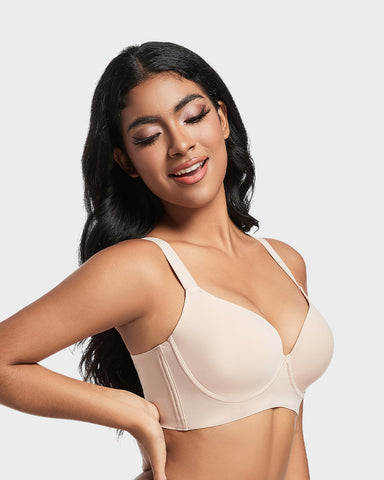 Back Smoothing Push-Up Plunge Bra - Skin