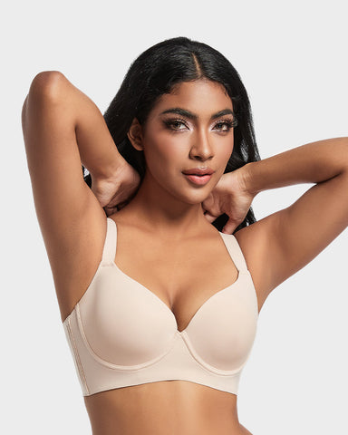 Back Smoothing Push-Up Plunge Bra - Skin