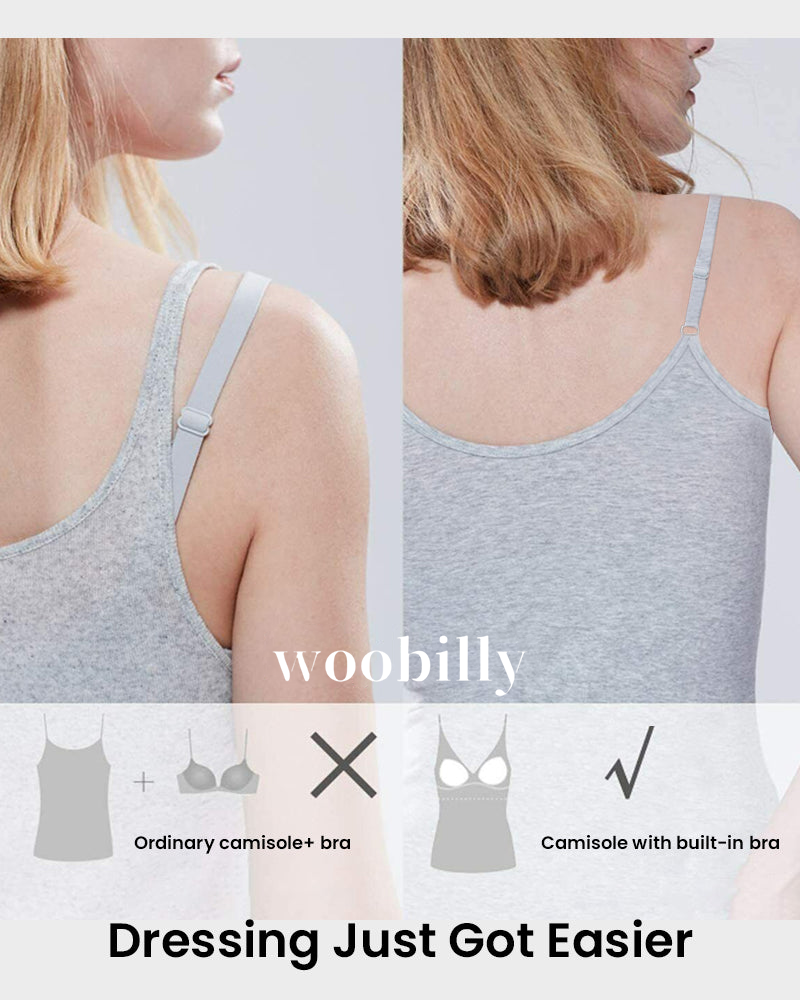 Woobilly®Women's Cool Flowy Bra Cami with Built-in Cups(2 PACK)