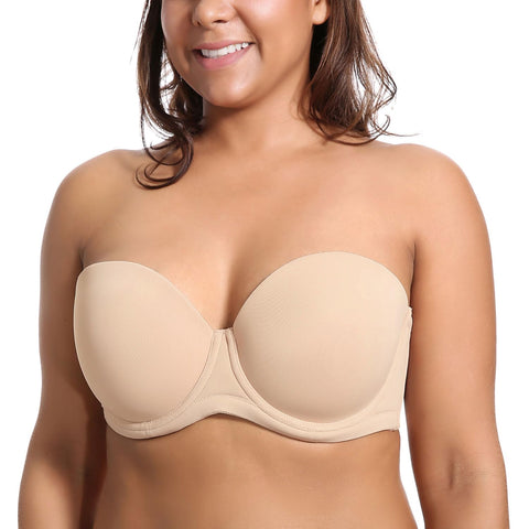 Women's Underwire Contour Multiway Full Coverage Strapless Bra Plus Size