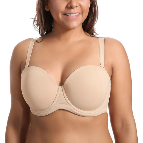 Women's Underwire Contour Multiway Full Coverage Strapless Bra Plus Size