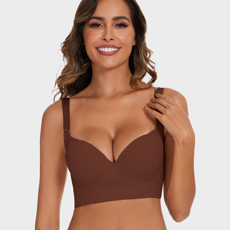 Push-Up Back Smoothing Bra for Women 2Pcs Brown