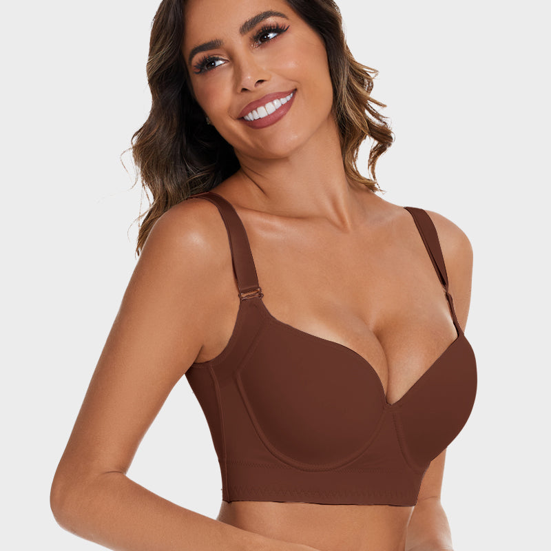 Push-Up Back Smoothing Bra 2 Pcs Beige+Brown