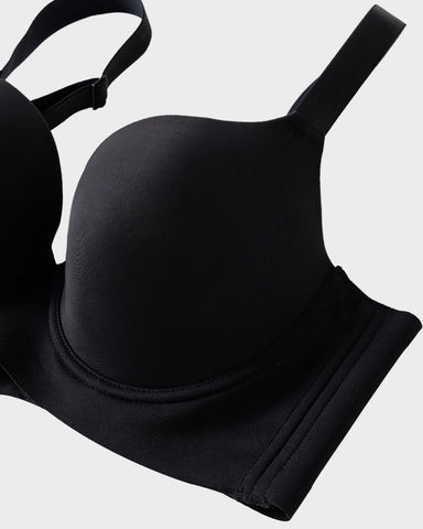 Back Smoothing Push-Up Plunge Bra - Black