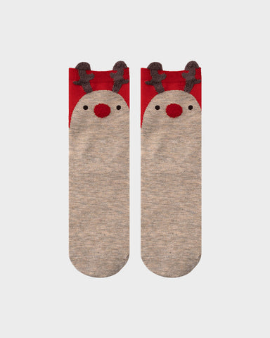 Christmas Cartoon Animal Print Comfort Socks (4 Pack)