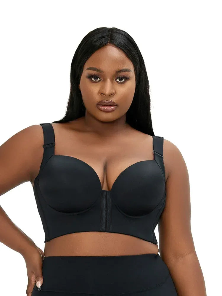 Woobilly Bra, Woobilly Deep Cup Bra Hide Back Fat with Shapewear  Incorporated, Back Fat Smoothing Bra (Color : 2pcs Black, Size : 46B) :  : Fashion