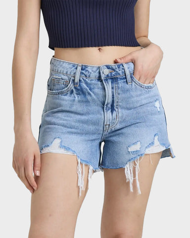 High Rise Stretch Denim Shorts