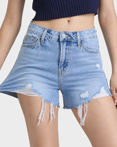 High Rise Stretch Denim Shorts