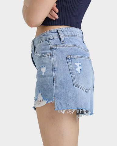 High Rise Stretch Denim Shorts