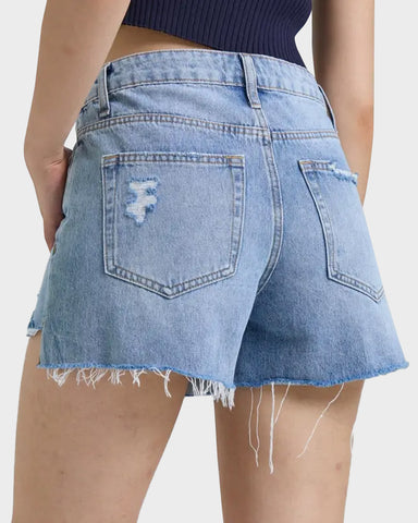 High Rise Stretch Denim Shorts