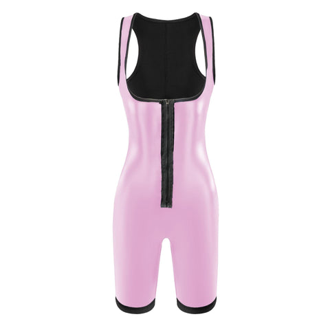 Women's Solid Zip Up Sauna Shapewear Bodysuit