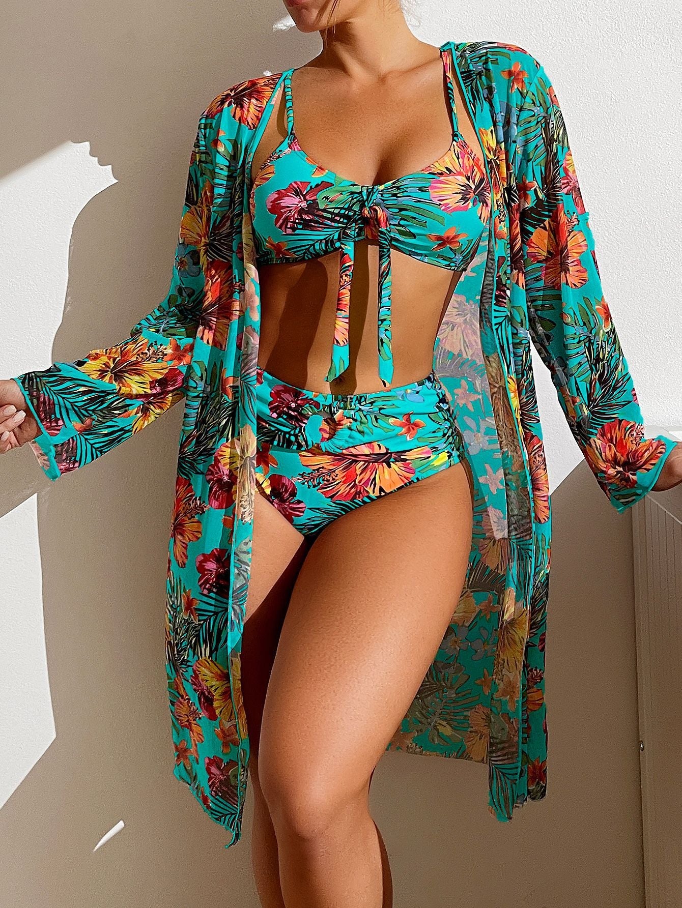 Women's 3pcs Tropical Print Bikinis