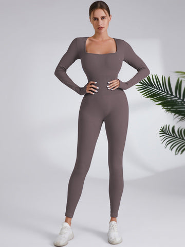 Long Sleeve Square Neck Full Body Shaper Jumpsuit