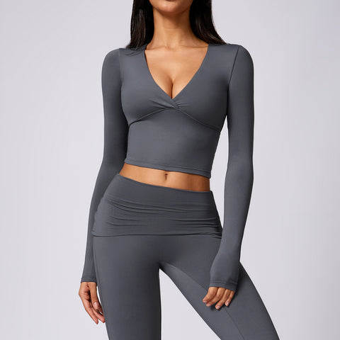 Casual Sports Long Sleeve Top with Chest Pad Sexy Skinny Tight Fit