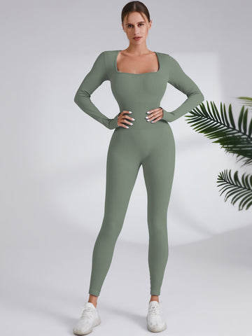 Long Sleeve Square Neck Full Body Shaper Jumpsuit