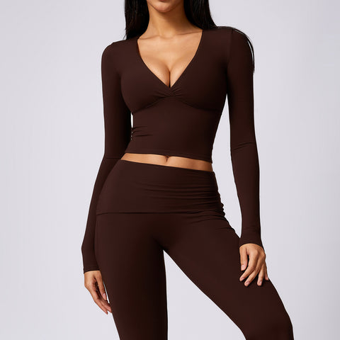 Casual Sports Long Sleeve Top with Chest Pad Sexy Skinny Tight Fit