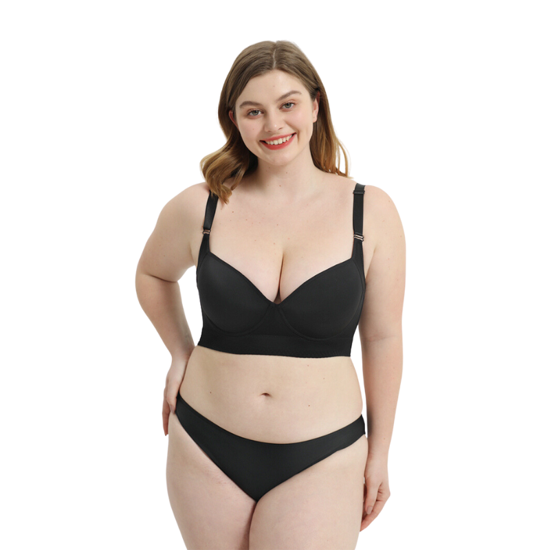 WOOBILLY®Shaping Deep Cup Gathering Lift & Smoothing Bra-Black