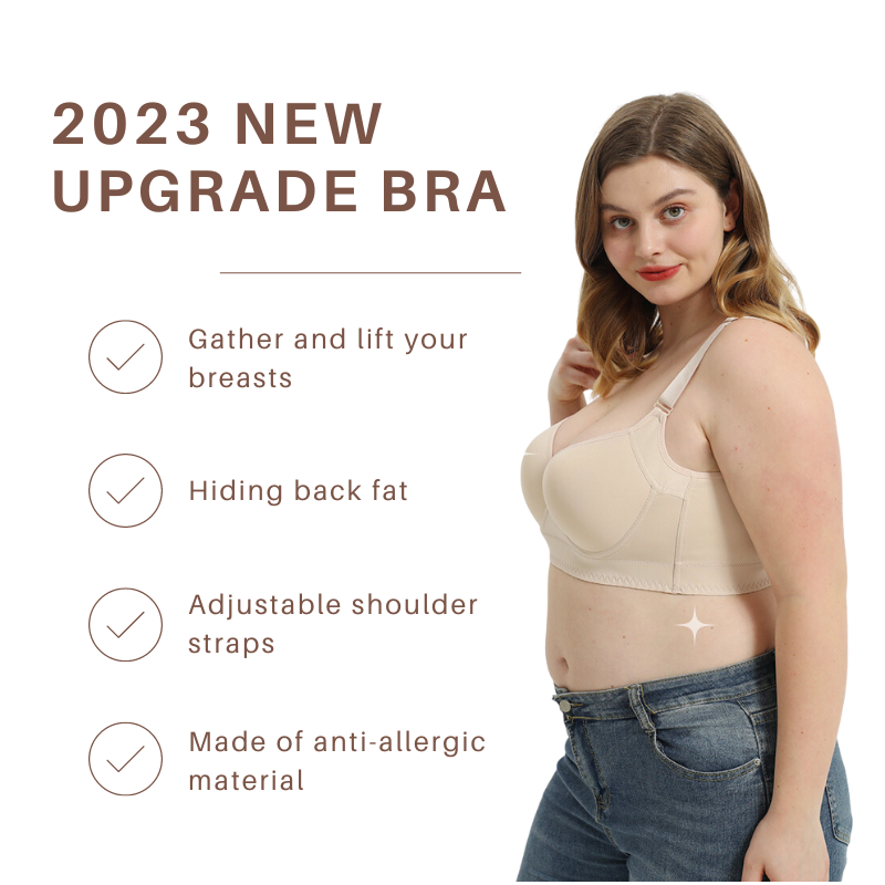  Deep Cup Bras Woobillybra Wide Band Back Smoothing Bras For Women  Plus Size Push Up Hide Back Fat Full Coverage Bras Nude